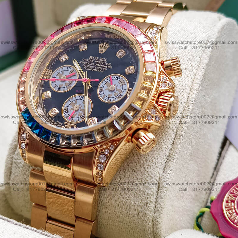 Rolex Daytona Rainbow Gold Mens Watch (1) blank