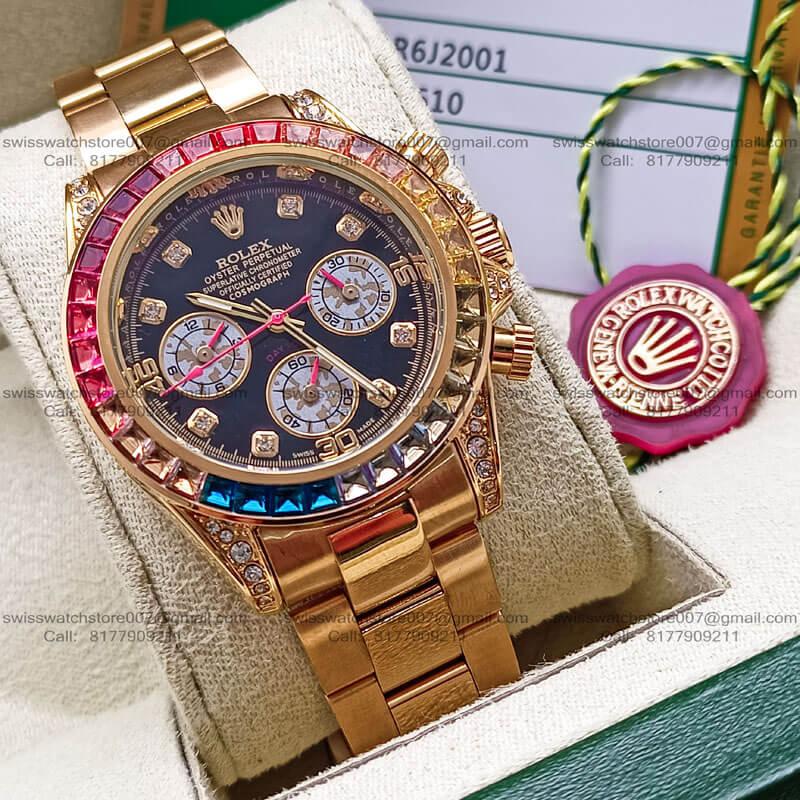 Rolex Daytona Rainbow Gold Mens Watch (5) blank